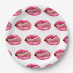 Vrouw lippen papieren bordje