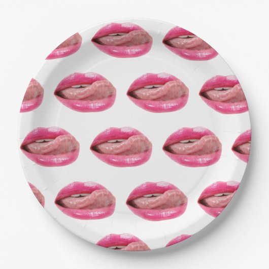 Vrouw lippen papieren bordje (Voorkant)