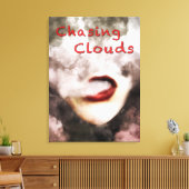Vrouw Lippen Wolken Vape Grunge Verpakt Canvas Afdruk (Insitu (Woonkamer))