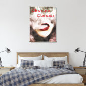 Vrouw Lippen Wolken Vape Grunge Verpakt Canvas Afdruk (Insitu (Slaapkamer))