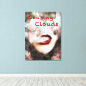 Vrouw Lippen Wolken Vape Grunge Verpakt Canvas Afdruk (Insitu (Houten vloer))