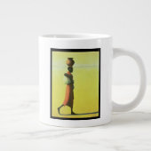 Vrouw loopt 1990 grote koffiekop (Rechts)