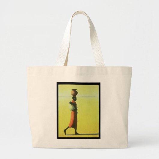 Vrouw loopt 1990 grote tote bag (Voorkant)