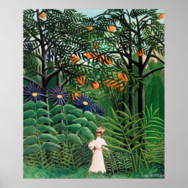 Vrouw loopt in een exotisch bos, Henri Rousseau Poster