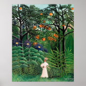 Vrouw loopt in een exotisch bos poster (Voorkant)