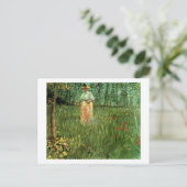 Vrouw loopt in een Garden Van Gogh Fine Art Briefkaart (Staand voorkant)