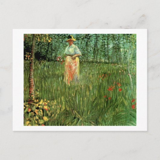 Vrouw loopt in een Garden Van Gogh Fine Art Briefkaart (Voorkant)