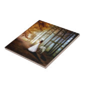 Vrouw loopt met een wolf tegeltje (Zijkant)