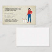 Vrouw loopt met hond visitekaartje (Voorkant / Achterkant)