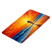 Vrouw lopen oceaan strand warme zonsondergang magneet (Linkerzijde)