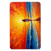 Vrouw lopen oceaan strand warme zonsondergang magneet (Verticaal)