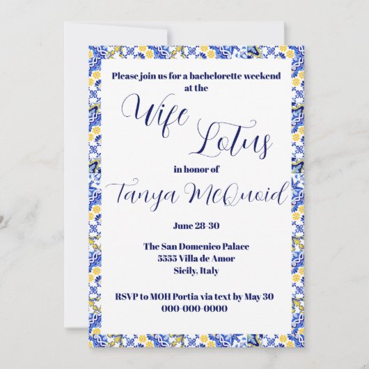 "Vrouw" Lotus vrijgezellenfeest uitnodiging (Voorkant)