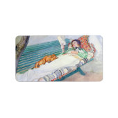 Vrouw Lying on a Bench, 1913, door Carl Larsson Etiket (Voorkant)