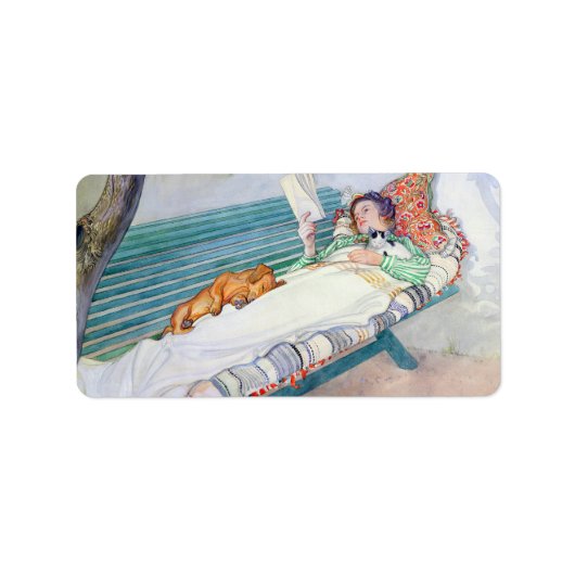 Vrouw Lying on a Bench, 1913, door Carl Larsson Etiket (Voorkant)