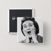 Vrouw maakt gezicht vierkante button 5,1 cm (Voorkant /achterkant)