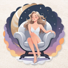 Vrouw Maan Sterren Wolken Onderzetter