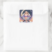 Vrouw Maan Sterren Wolken Sticker (Tas)