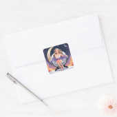 Vrouw Maan Sterren Wolken Sticker (Envelop)