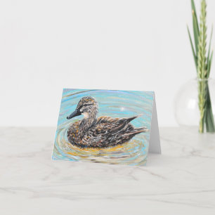 Vrouw Mallard Duck Painting Kaart