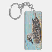 Vrouw Mallard Duck Painting Sleutelhanger (Voorkant Links)