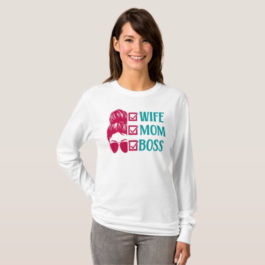 Vrouw Mam Baas, Mam Leven T-shirt (Voorkant volledig)