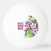 Vrouw Mam Baas, Roze Bloemen Pingpongbal (Voorkant)