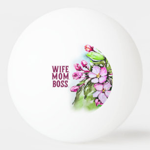Vrouw Mam Baas, Roze Bloemen Pingpongbal