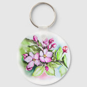 Vrouw Mam Baas, Roze Bloemen Sleutelhanger (Achterkant)