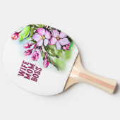 Vrouw Mam Baas, Roze Bloemen Tafeltennisbatje (Zijkant)