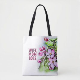 Vrouw Mam Baas, Roze Bloemen Tote Bag