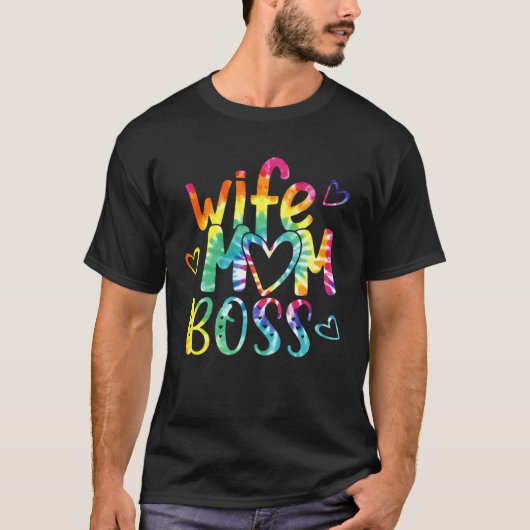 Vrouw Mam Boss Gelukkige Moederdag Tie Dye Beste M T-shirt (Voorkant)