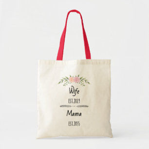 Vrouw & Mama Custom Floral Gezinstitel met Est Tote Bag