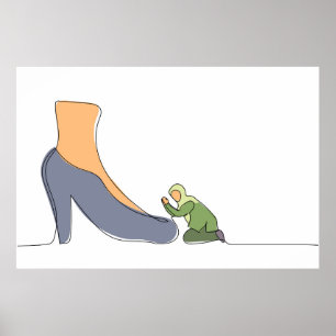 Vrouw manager biedt excuses aan voor directeur. poster
