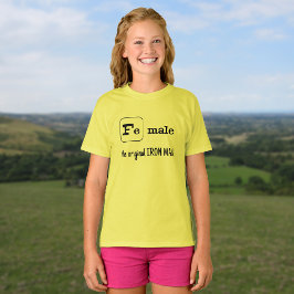 Vrouw mannelijke sport pun ijzer element t-shirt