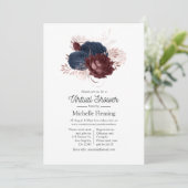 Vrouw, maroon en Roos Gold Floral virtuele Shower Kaart (Staand voorkant)