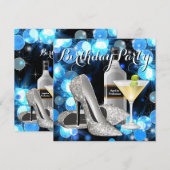 Vrouw Martini Verjaardagsfeest Kaart (Voorkant / Achterkant)