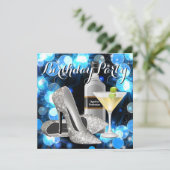 Vrouw Martini Verjaardagsfeest Kaart (Staand voorkant)