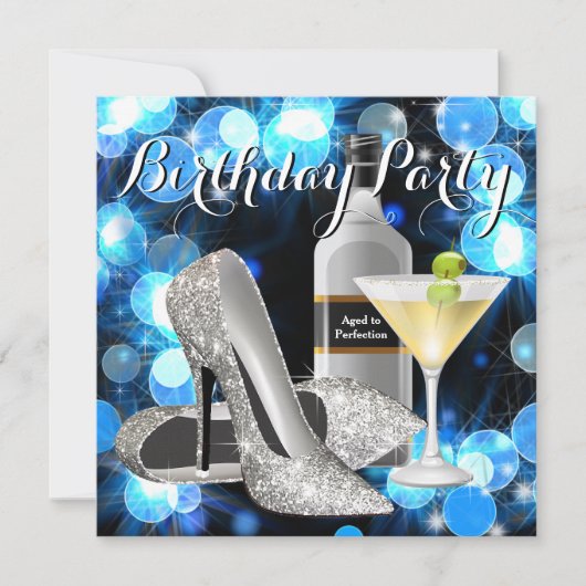 Vrouw Martini Verjaardagsfeest Kaart (Voorkant)