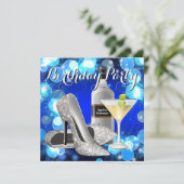 Vrouw Martini Verjaardagsfeest Kaart (Staand voorkant)