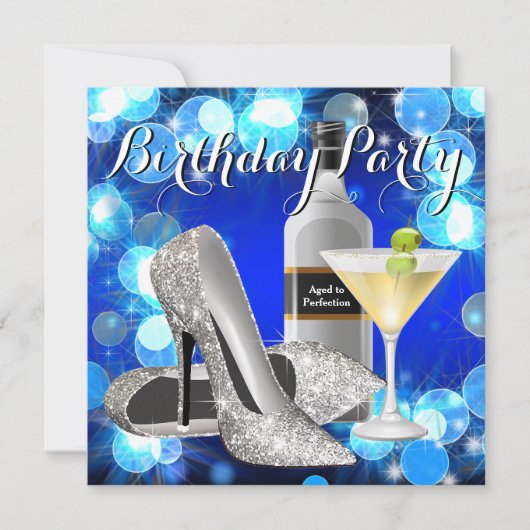Vrouw Martini Verjaardagsfeest Kaart (Voorkant)