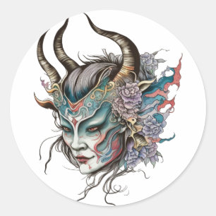 Vrouw masker ronde sticker