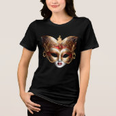 Vrouw maskerade masker goud rood elegante dame Tri-Blend shirt (Voorkant)