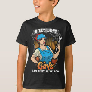 Vrouw Mechanic Bust Noten Grappige Volwassen Humor T-shirt