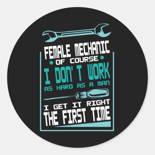 Vrouw mechanisch werk hard Man meteen eerste keer Ronde Sticker (Voorkant)