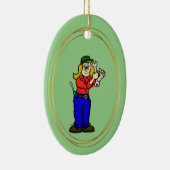 Vrouw Mechanische kerstversiering met naam Keramisch Ornament (Rechts)