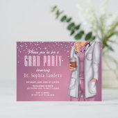 Vrouw Medical Doctor Graduation Party Uitnodiging (Staand voorkant)