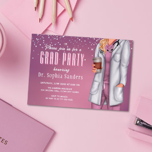 Vrouw Medical Doctor Graduation Party Uitnodiging