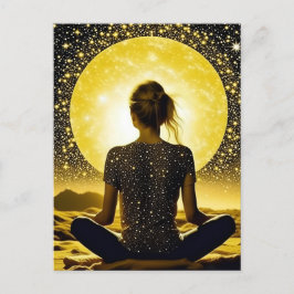 Vrouw Meditatie Onder de Maan Celestial Briefkaart