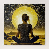 Vrouw Meditatie Onder de Maan Celestial Legpuzzel (Verticaal)