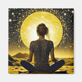 Vrouw Meditatie Onder de Maan Celestial Magneet